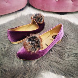 Flats terciopelo decorado con pompón