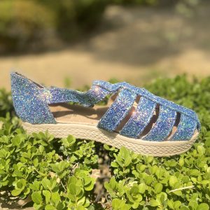 Huarache estilo alpargata de glitter azul