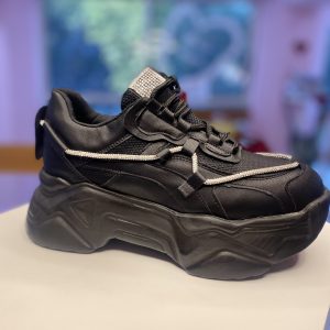 Tenis plataforma con agujeta brillante