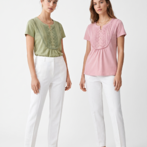 Blusas manga corta bordado al frente