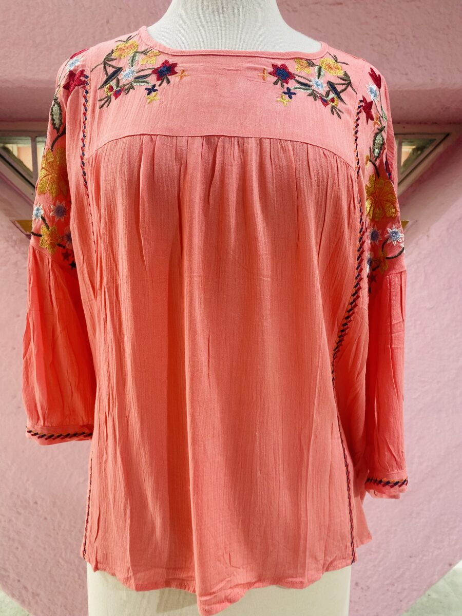 Blusas estilo Boho bordadas con diseño de flores - Imagen 4