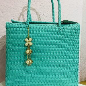 Bolsa artesanal mediana estilo lonchera verde menta