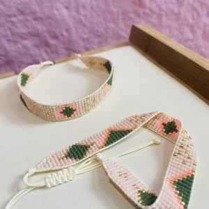 Pulsera chaquira rombo verde