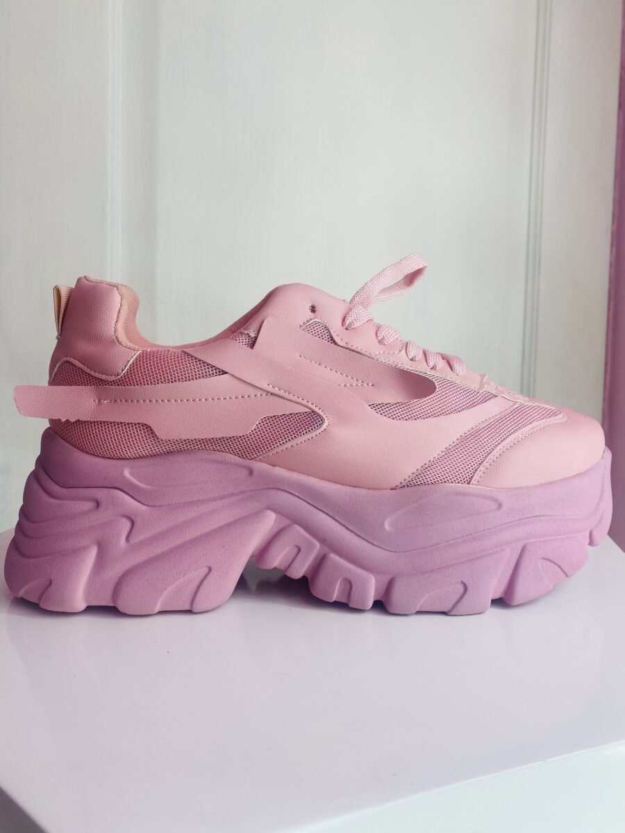 Tenis rosa barbie con plataforma - Imagen 4