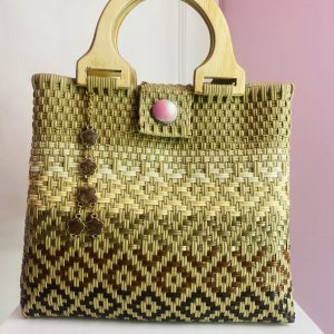 Bolsa artesanal Mediana con asa de madera (capuccino)
