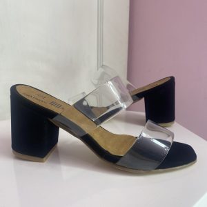 Zapatilla buck negro con tira transparente