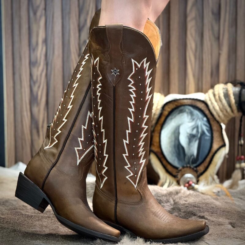 Bota vaquera alta de piel modelo Rayo (PREVENTA)