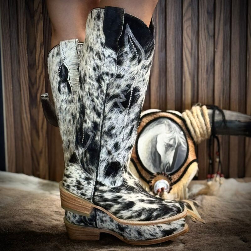 Bota vaquera alta pelo de vaca (PREVENTA)