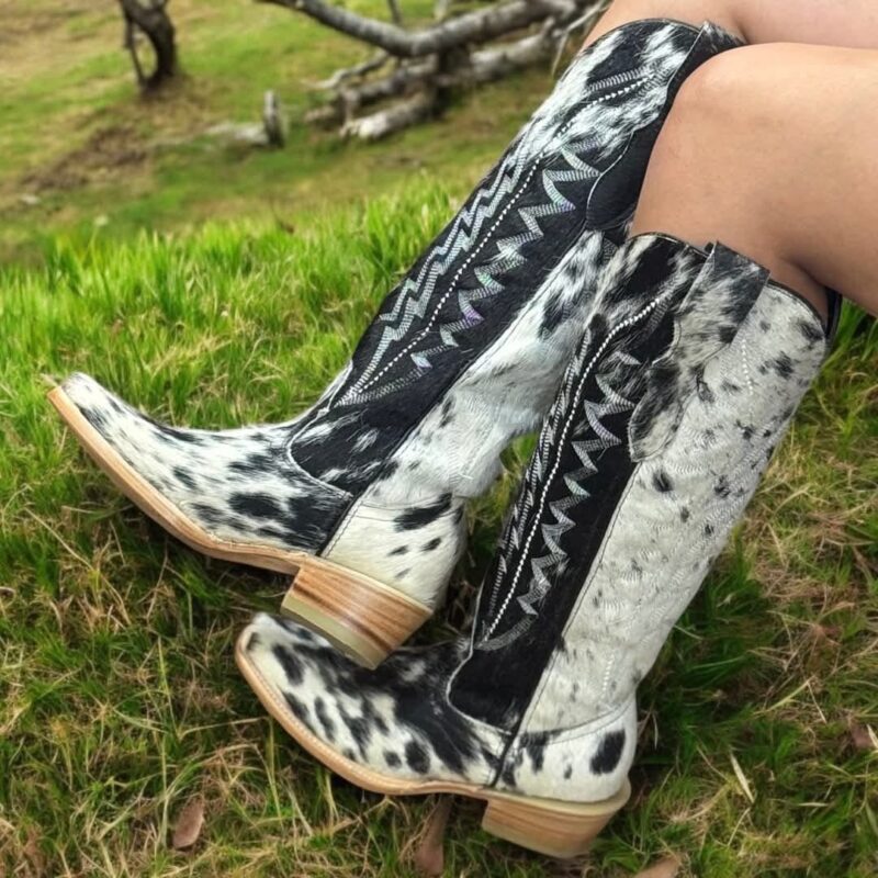 Bota vaquera alta de piel pelo de vaca (PREVENTA) - Imagen 2