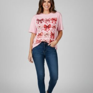 Playera oversize estampado moños